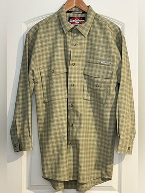 Vintage Helly Hansen Green Plaid 
Utility Safari Shirt Men’s Large